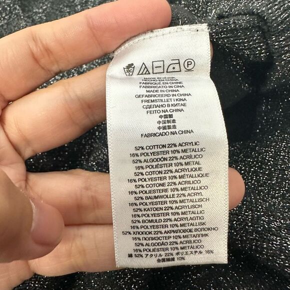 Michael Kors Cowl Neck Knit Gray Sparkling Short Sleeve Blouse sz Small - Picture 7 of 9